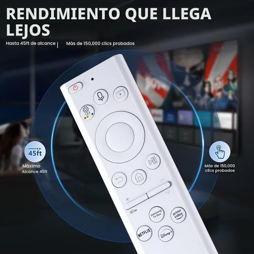 Vista 6 de Reemplazo de control remoto para Samsung Smart TV, control remoto universal para televisores inteligentes de cristal curvado Samsung Frame