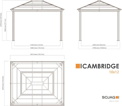 Vista 2 de Sojag Refugio solar Cambridge para exteriores de 10 x 12 pies con mosquiteras de malla Gris