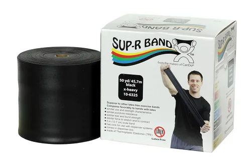 Vista 6 de Cando 10-6303 Sup-R Banda elástica sin látex para ejercicio, 1,5 metros, individual, resistencia media, verde