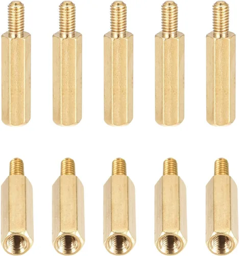 Vista 13 de DTGN M3x4x4mm (DxHLxML) - Separador hexagonal de latón -10Pack- Bueno para máquina electrónica - Tuercas de tornillo espaciadoras macho a hembra