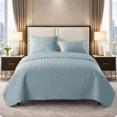 Vista 4 de VCNY Home - Juego de edredón para cama individual de 2 piezas, alternativa a edredón tamaño individual, colcha de tejido de cesta con funda