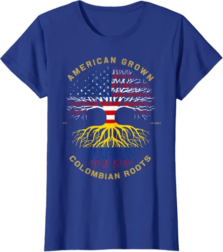 Vista 83 de Camiseta de regalo con la bandera de Estados Unidos con árbol de raíces colombianas