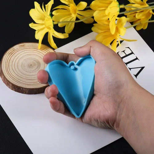 Vista 3 de 1 molde de resina epoxi con letras de mamá papá, moldes de silicona para colgantes de corazón, molde de fundición para herramientas de fabricación