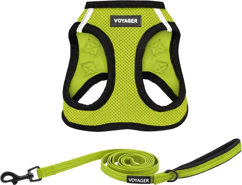 Vista 30 de Arnés de malla Voyager Step-in Air para todo clima y correa reflectante para perro de 5 pies, combo con mango de neopreno, para cachorros de razas