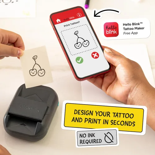Vista 3 de Hello Blink Tattoo Maker - Crea y imprime arte corporal temporal personalizado para niños de 8 años en adelante – Actividad DIY para fiestas