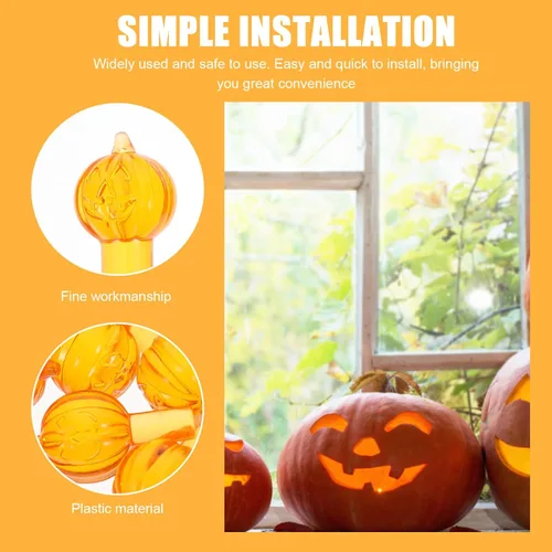 Vista 3 de OSALADI 60 bombillas de calabaza de repuesto para árbol de cerámica de Halloween, bombillas temáticas de Halloween para decorar árboles de fiesta