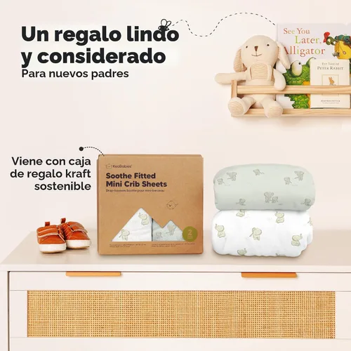 Vista 9 de 2 paquetes de sábanas ajustadas para mini cuna - 38x26 Sábanas Pack N Play para colchón Pack and Play, algodón orgánico, ropa de cama transpirable