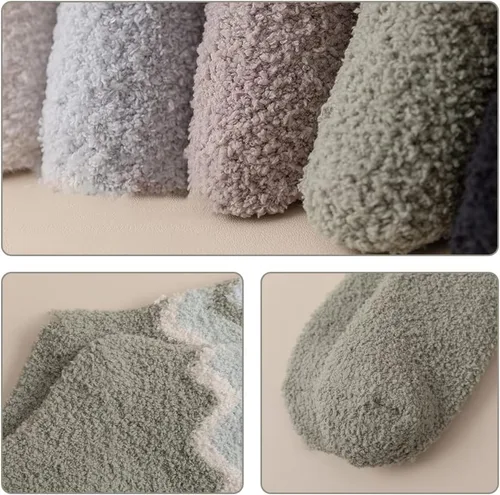 Vista 5 de Calcetines peludos para mujer, calcetines de felpa acogedores, suaves, esponjosos, lindos, cálidos para invierno, calcetines de Navidad, regalos