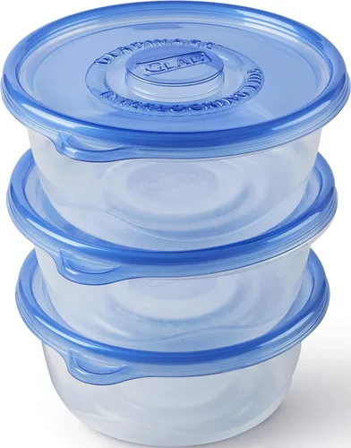 Vista 4 de Glad GladWare - Recipientes de almacenamiento de alimentos con tapas, grandes recipientes de plástico redondos sin BPA para sopas, ensaladas