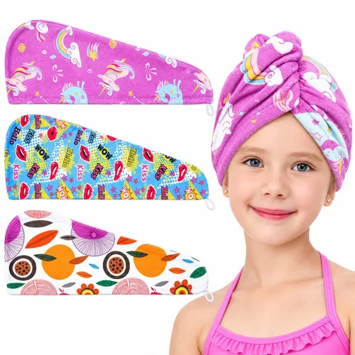 Vista 10 de Toalla de microfibra para el pelo para niños y niñas, ultra Galaxia&Multicolor-Normal-Paquete de 2