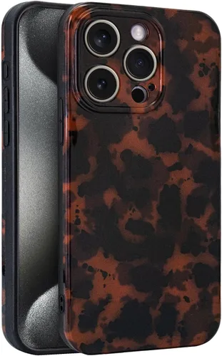 Vista 29 de Funda para iPhone 17 Pro, cubierta delgada de TPU con diseño de caparazón de tortuga ligera para mujeres, soporte para teléfono con protección Carey