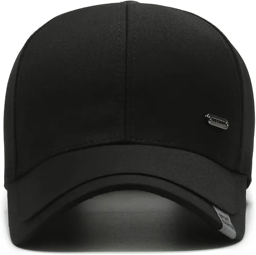Vista 4 de Robately Gorra de béisbol para hombre de moda clásica lisa con picos de doble capa de perfil bajo, gorra de camionero de algodón ajustable suave