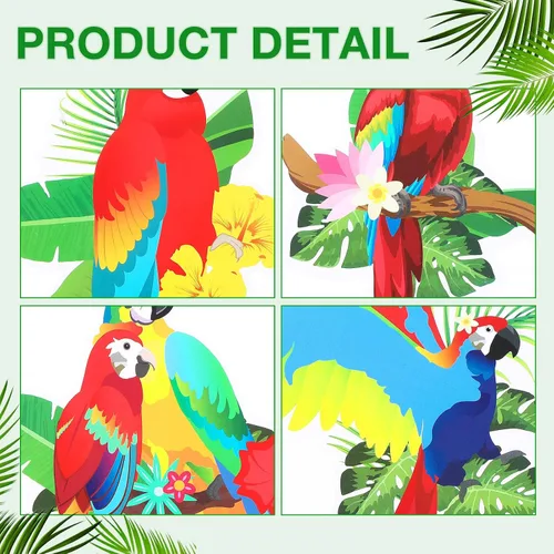 Vista 4 de Crtiin 30 suministros de fiesta de pájaros tropicales, decoraciones hawaianas tropicales, loro tucán colgante, remolino, decoración de techo