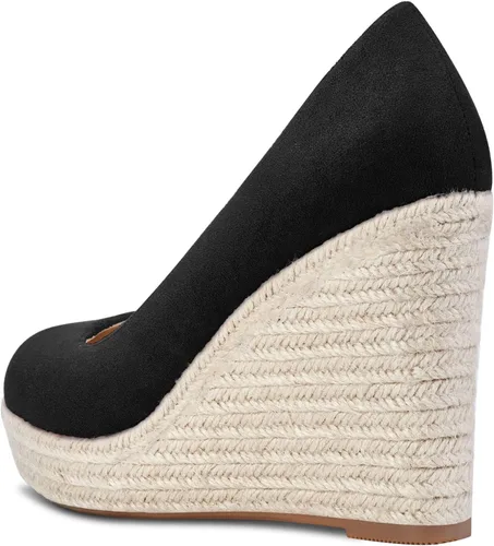 Vista 3 de Aachcol Zapatos de tacón alto con plataforma trenzada para mujer, sandalias de punta redonda, zapatos de vestir clásicos para bodas, fiestas, 4