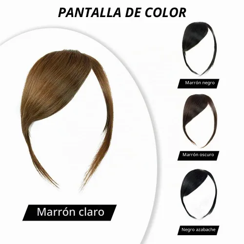Vista 5 de Shinon Flequillo lateral grueso, extensiones de cabello humano real, color marrón claro