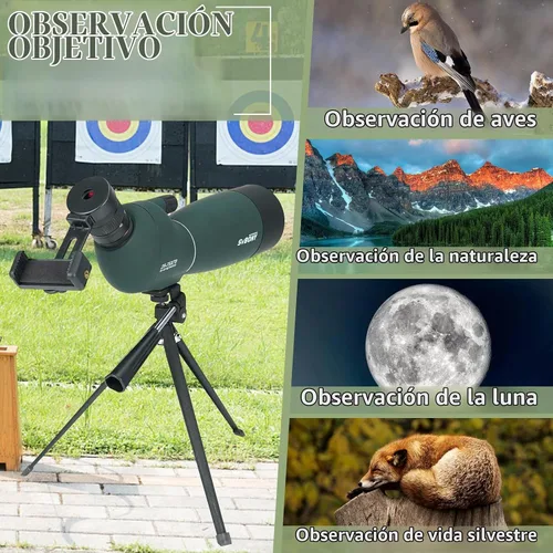 Vista 8 de SVBONY SV28 Plus telescopios de detección con trípode, telescopio de observador en ángulo de 25-75x70 con adaptador de teléfono, telescopio
