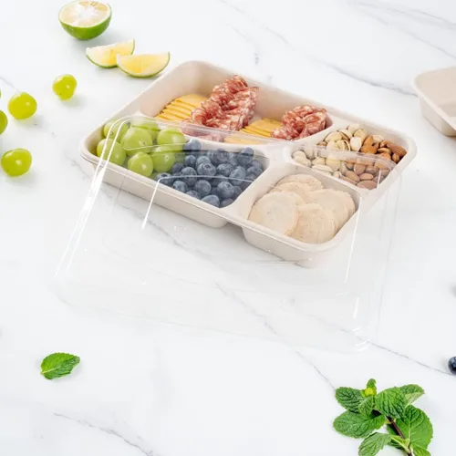 Vista 8 de Restaurantware Solo tapas: tapas pulp tek para bandejas To Go 100 tapas desechables para llevar contenedores - Hecho de fibras de caña de azúcar