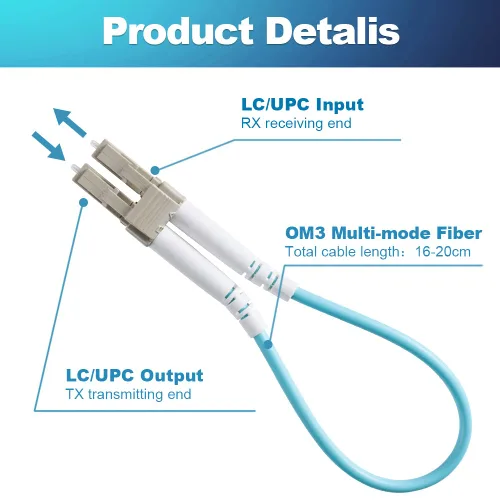 Vista 4 de GwliUni 4 unids OM3 Loopback Plug Tester Multimodo LC-UPC Fibra óptica Duplex Cable Adaptador 50/125