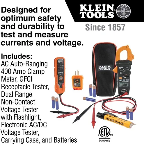 Vista 3 de Klein Tools Paquete de probador eléctrico con medidor de abrazadera, buscador de interruptores y más