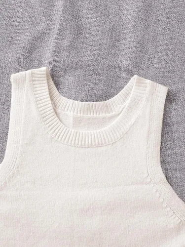 Vista 3 de Verdusa Suéter de punto sin mangas con cuello redondo para mujer