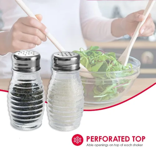 Vista 5 de Home Basics - Salero de cristal estilo colmena (plateado), 2 cocteleras para sal, pimienta, comino, canela, pimentón y más Tapas fáciles