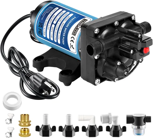 Vista 11 de WASSERMANN Bomba de Aumento de Presión de Agua de 115 Voltios AC 4.5GPM 55PSI, Bomba de Agua Autocebante de Diafragma con Interruptor de Presión