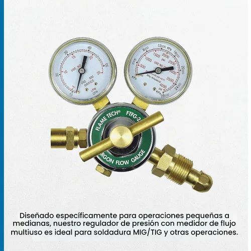 Vista 4 de Flame Tech Regulador de argón, soldadura MIG/TIG, caja negra