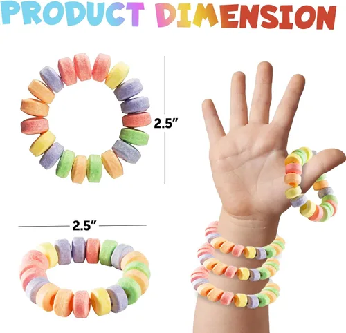 Vista 6 de Pulseras de caramelo – Estuche a granel 864 piezas, envueltas individualmente, pulseras de joyería de caramelo de 2.5 pulgadas, elásticas