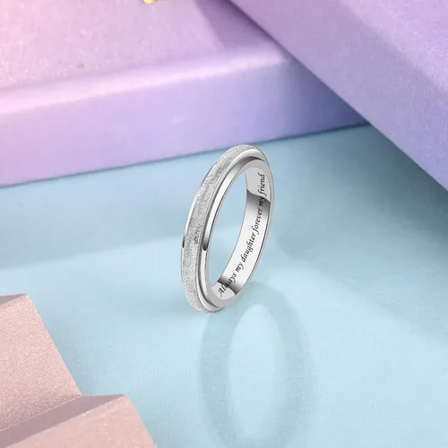Vista 5 de 925 Sterling Silver Spinner Ring for Women Men – Anxiety Relief Fidget Ring, Mindfulness Rings for Women, Thumb Fidget Calm Ring, Inspirational