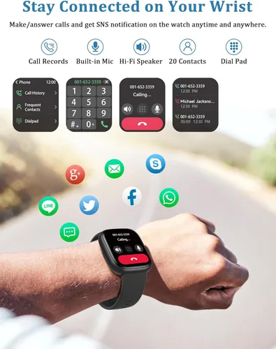 Vista 4 de LODIMEKE Reloj inteligente, Alexa incorporado, responder/hacer llamadas, 44mm, reloj inteligente para mujeres y hombres, pantalla deportiva
