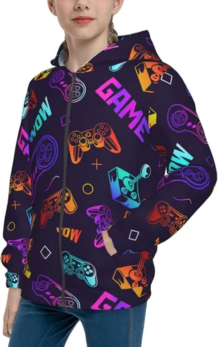 Vista 2 de Videojuegos - Sudadera con capucha y bolsillo para niños y niñas de 7 a 12 años