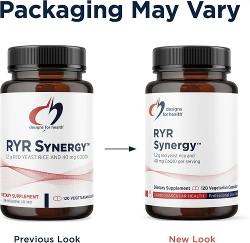 Vista 4 de Designs for Health RYR Synergy - Suplemento de arroz de levadura roja, 1200 mg de arroz de levadura roja + CoQ10 para apoyar la salud cardiovascular