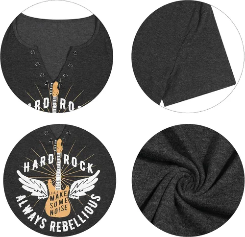 Vista 7 de Camiseta sin mangas de música Hard Rock Always Rebellious para mujer, camiseta gráfica de guitarra, chaleco de música country casual de verano