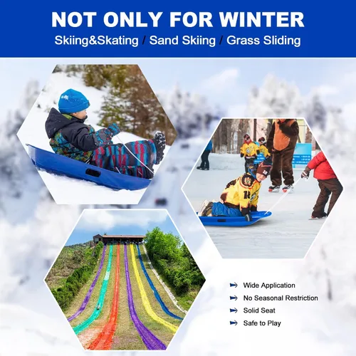 Vista 4 de AGPTEK Trineo de Nieve Bajada Velocista Duradero de 35/47 Pulgadas para Niños, Niñas y Adultos con Asas Integradas y Cuerda de Tracción