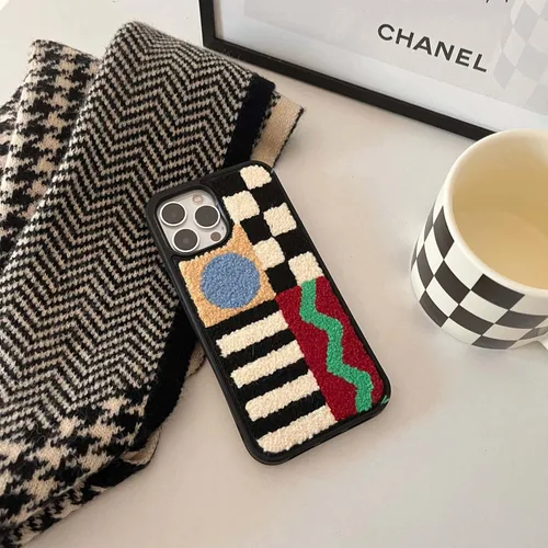 Vista 3 de Funda para teléfono con diseño geométrico retro y cálido para iPhone 14 Pro Max, funda protectora de cuerpo completo antideslizante para iPhone 14