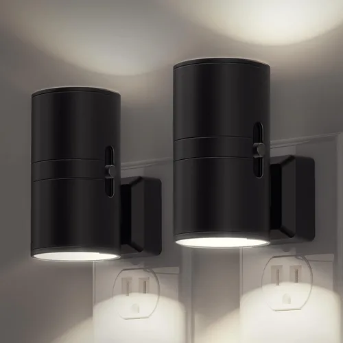 Vista 11 de L LOHAS LED Luz nocturna enchufable, luces nocturnas modernas enchufables a la pared, sensor de atardecer a amanecer, blanco suave 3000K, brillo