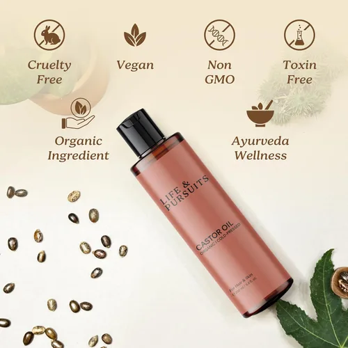Vista 3 de Life & Pursuits Aceite de ricino orgánico (6.8 onzas líquidas), 100% puro, prensado en frío, sin hexano, aceite de ricino para piel, cuero cabelludo