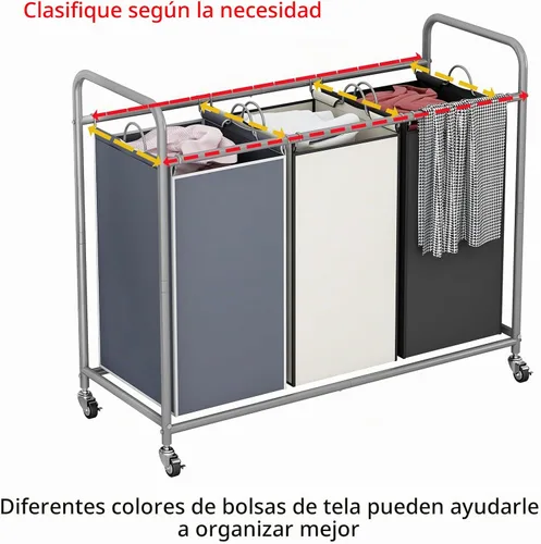Vista 5 de LINZINAR - Cesta clasificadora de 3 secciones para la ropa sucia con rueda Surtido