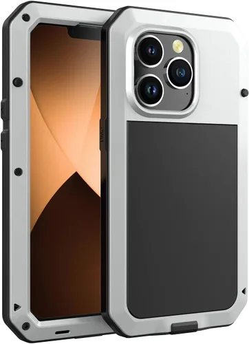 Vista 9 de Funda protectora de cuerpo completo 360 para iPhone 14 Pro Max, resistente a los golpes, funda de metal de aluminio con protector de pantalla