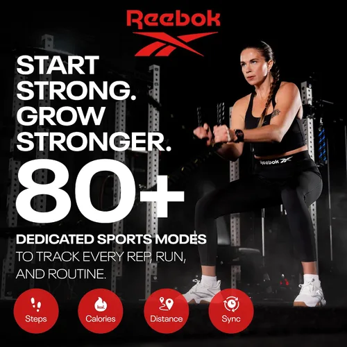 Vista 2 de Reebok Pulse - Reloj inteligente con GPS, rastreador de fitness con monitor de ritmo cardíaco, 10 días de duración de batería, resistente al agua
