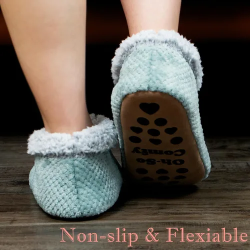 Vista 3 de The Metluks Soft Fuzzy Slippers for Women Indoor, Warm Furry House Sock Shoes Fluffy Lined, Bedroom Booties Non-Slip Gripper Soles, Winter Cozy