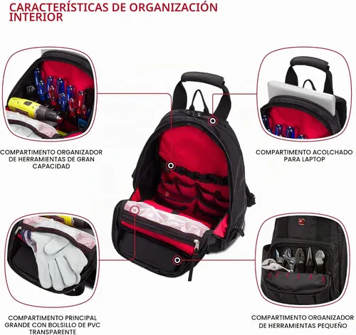 Vista 4 de SwissGear Mochila de bolsa de herramientas, se adapta hasta, Negro, Mediana