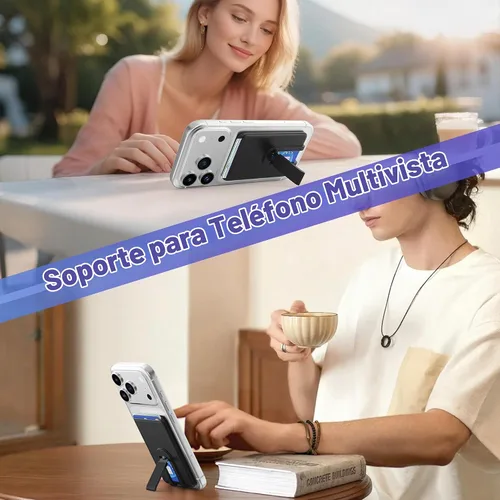 Vista 2 de Senose Billetera de silicona para teléfono con soporte, tarjetero