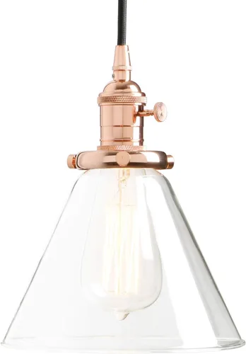 Vista 21 de PERMO Moderno accesorio de iluminación colgante con globo de vidrio transparente redondo de 5.9 pulgadas, pantalla soplada a mano, lámpara