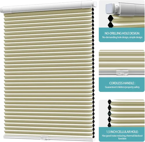 Vista 2 de Myshade Persianas opacas sin cordón, sin cordón, para ventanas de interior, sin taladrar, sin herramientas, persianas y persianas para ventana