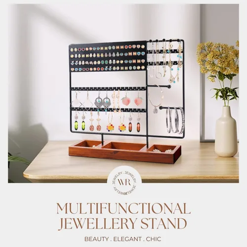 Vista 2 de Flexzion Soporte organizador de joyas, soporte para collares y aretes, pulsera y anillo, soporte para árbol de joyería, soporte de exhibición