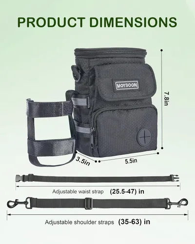 Vista 9 de Bolsa de entrenamiento para perros con cinturón y correa para el hombro, ajustable de 3 vías, impermeable, para caminar, con múltiples bolsillos