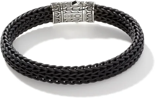 Vista 4 de Pulsera clásica de plata de 0.413in de caucho negro con cierre de empuje
