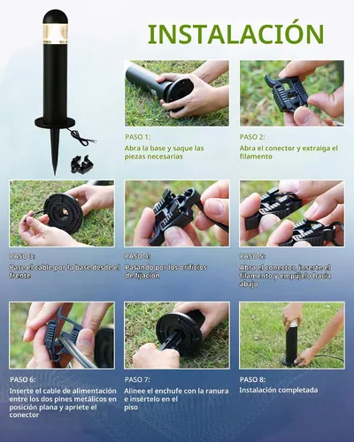 Vista 6 de Luces de camino al aire libre, 12V LED Bolardo luz, negro Negro clásico