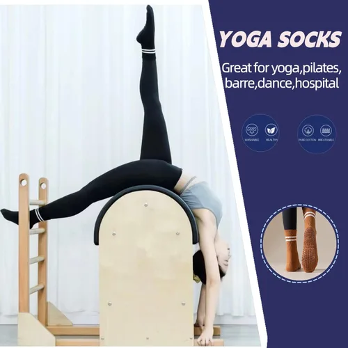 Vista 4 de Calcetines de yoga antideslizantes para mujer con agarre para pilates, calcetines de hospital para mujer Barre Grippy
